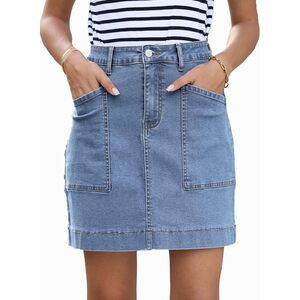 6089 Denim Skirt High Waisted Stretch Casual Mini Skirt Cute Jean Skirt